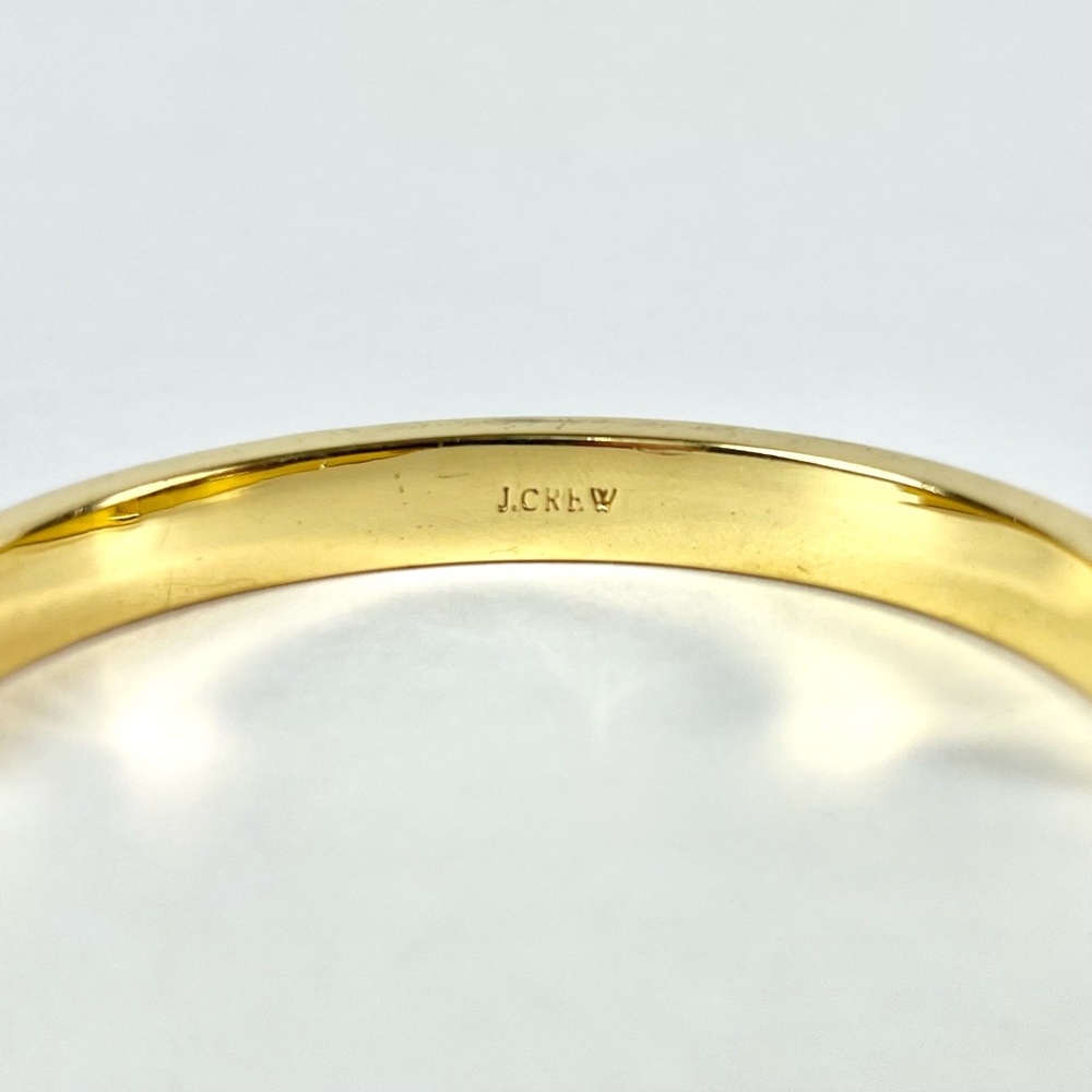 J. Crew Studded Spike Black Enamel Gold Tone Metal Bangle Hinge Bracelet - Picture 3 of 3